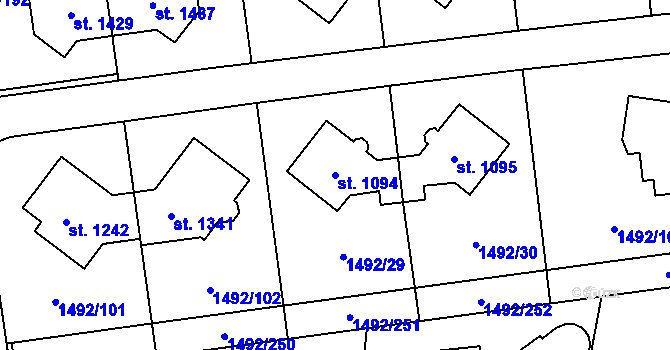 Parcela st. 1094 v KÚ Čtyřicet Lánů, Katastrální mapa