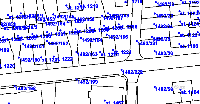 Parcela st. 1223 v KÚ Čtyřicet Lánů, Katastrální mapa