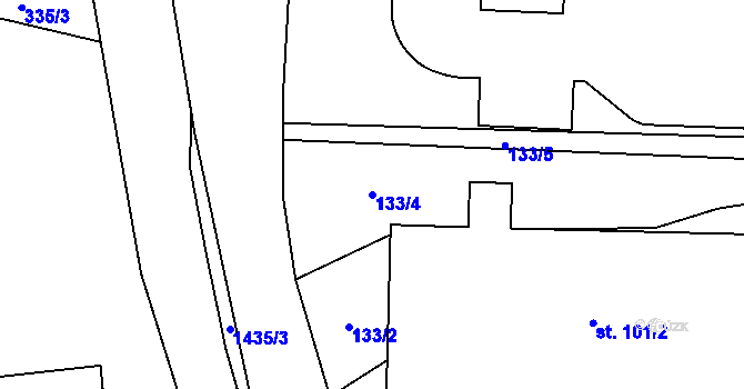 Parcela st. 133/4 v KÚ Čtyřicet Lánů, Katastrální mapa