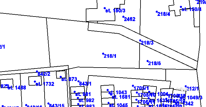 Parcela st. 218/1 v KÚ Čtyřicet Lánů, Katastrální mapa
