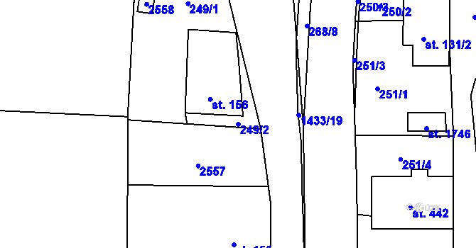 Parcela st. 249/2 v KÚ Čtyřicet Lánů, Katastrální mapa