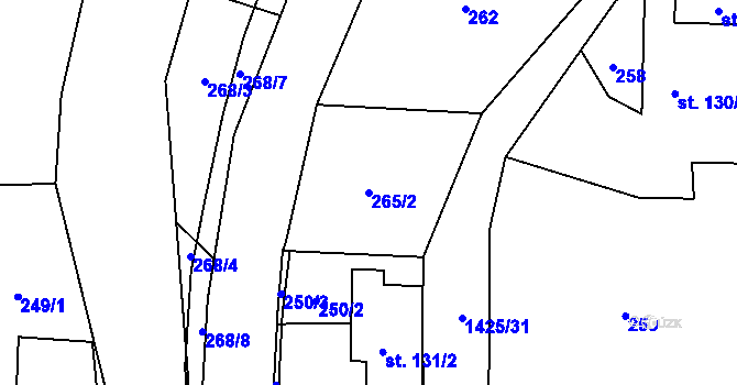 Parcela st. 265/2 v KÚ Čtyřicet Lánů, Katastrální mapa