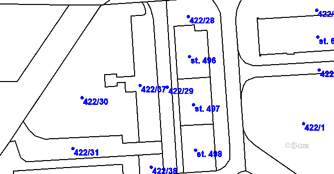 Parcela st. 422/29 v KÚ Čtyřicet Lánů, Katastrální mapa