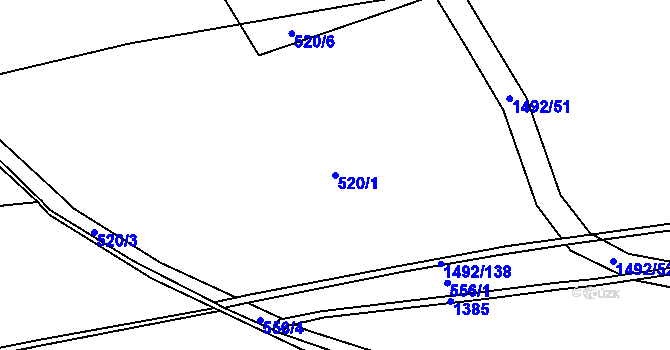 Parcela st. 520/1 v KÚ Čtyřicet Lánů, Katastrální mapa