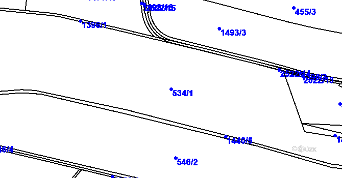 Parcela st. 534/1 v KÚ Čtyřicet Lánů, Katastrální mapa