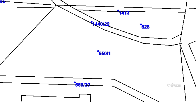 Parcela st. 650/1 v KÚ Čtyřicet Lánů, Katastrální mapa