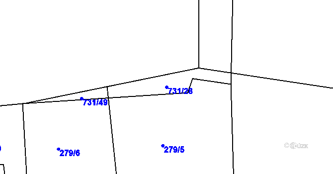 Parcela st. 731/28 v KÚ Čtyřicet Lánů, Katastrální mapa