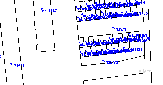 Parcela st. 1139/30 v KÚ Čtyřicet Lánů, Katastrální mapa