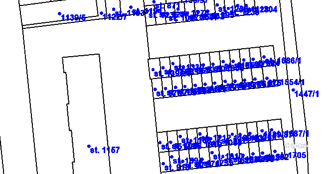 Parcela st. 1139/55 v KÚ Čtyřicet Lánů, Katastrální mapa