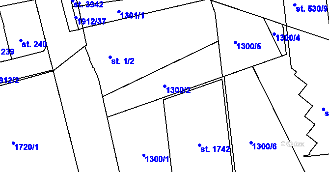 Parcela st. 1300/2 v KÚ Čtyřicet Lánů, Katastrální mapa