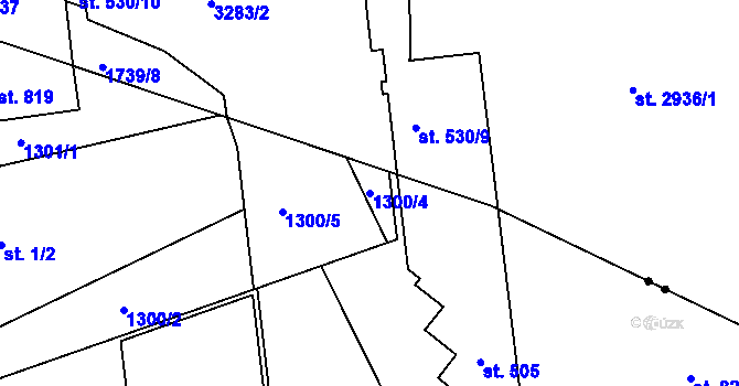 Parcela st. 1300/4 v KÚ Čtyřicet Lánů, Katastrální mapa