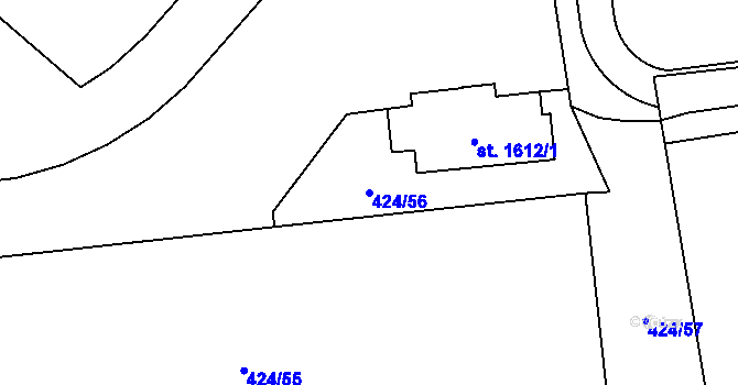 Parcela st. 424/56 v KÚ Čtyřicet Lánů, Katastrální mapa