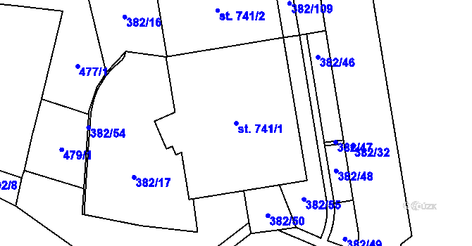 Parcela st. 741/1 v KÚ Čtyřicet Lánů, Katastrální mapa