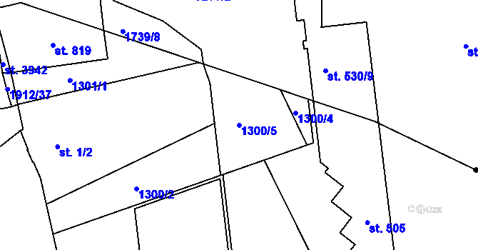 Parcela st. 1300/5 v KÚ Čtyřicet Lánů, Katastrální mapa