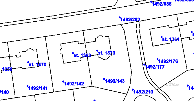 Parcela st. 1373 v KÚ Čtyřicet Lánů, Katastrální mapa