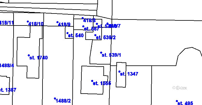 Parcela st. 539/1 v KÚ Čtyřicet Lánů, Katastrální mapa