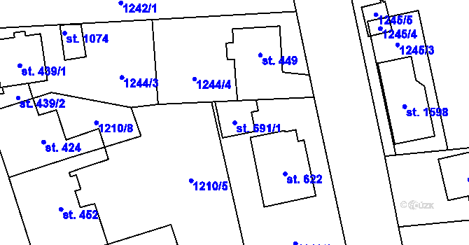Parcela st. 691/1 v KÚ Čtyřicet Lánů, Katastrální mapa