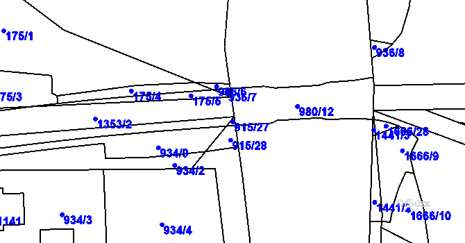 Parcela st. 915/27 v KÚ Čtyřicet Lánů, Katastrální mapa