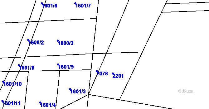Parcela st. 1608/8 v KÚ Čtyřicet Lánů, Katastrální mapa