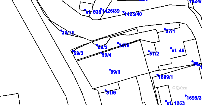 Parcela st. 59/4 v KÚ Čtyřicet Lánů, Katastrální mapa