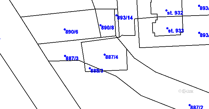 Parcela st. 887/4 v KÚ Čtyřicet Lánů, Katastrální mapa