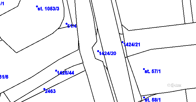 Parcela st. 1424/20 v KÚ Čtyřicet Lánů, Katastrální mapa