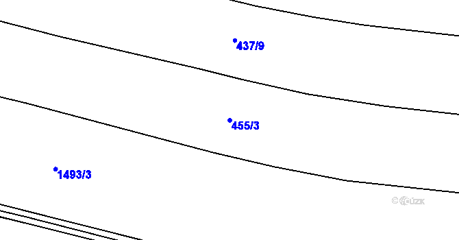 Parcela st. 455/3 v KÚ Čtyřicet Lánů, Katastrální mapa