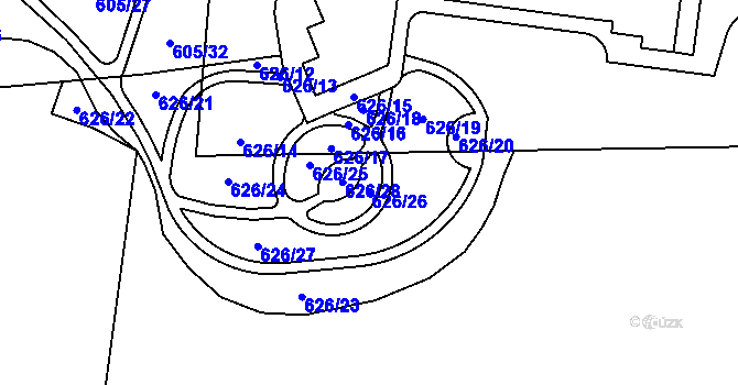 Parcela st. 626/26 v KÚ Čtyřicet Lánů, Katastrální mapa