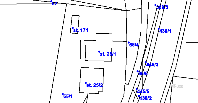 Parcela st. 25/1 v KÚ Maršov II, Katastrální mapa