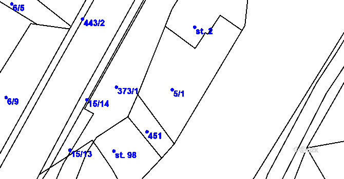 Parcela st. 5/1 v KÚ Maršov II, Katastrální mapa