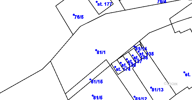 Parcela st. 81/1 v KÚ Maršov II, Katastrální mapa