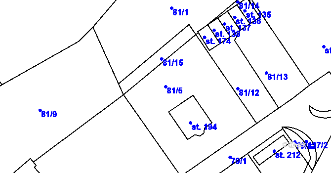 Parcela st. 81/5 v KÚ Maršov II, Katastrální mapa