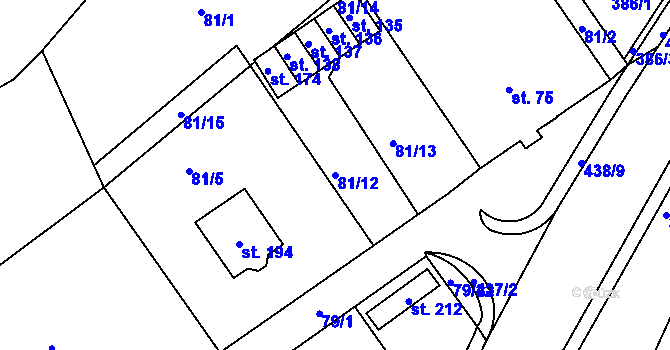 Parcela st. 81/12 v KÚ Maršov II, Katastrální mapa