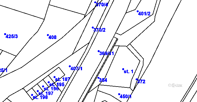 Parcela st. 369/11 v KÚ Maršov II, Katastrální mapa