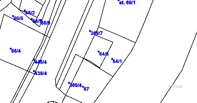 Parcela st. 64/5 v KÚ Maršov II, Katastrální mapa