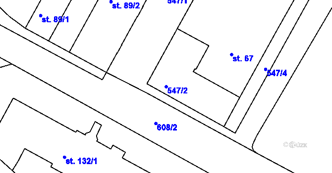 Parcela st. 547/2 v KÚ Maršov I, Katastrální mapa