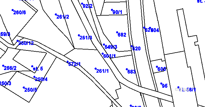Parcela st. 601/1 v KÚ Maršov I, Katastrální mapa