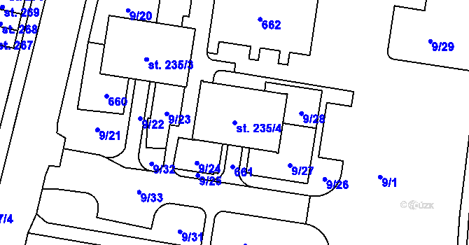 Parcela st. 235/4 v KÚ Maršov I, Katastrální mapa