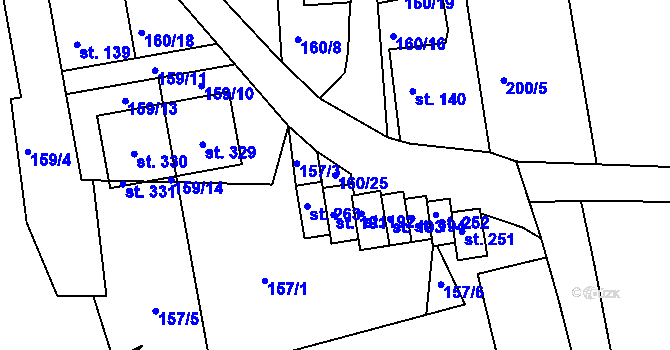 Parcela st. 160/25 v KÚ Maršov I, Katastrální mapa