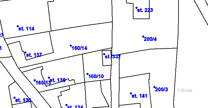 Parcela st. 332 v KÚ Maršov I, Katastrální mapa