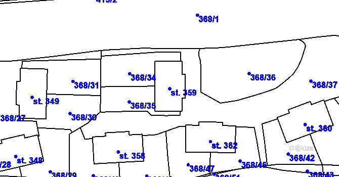 Parcela st. 359 v KÚ Maršov I, Katastrální mapa