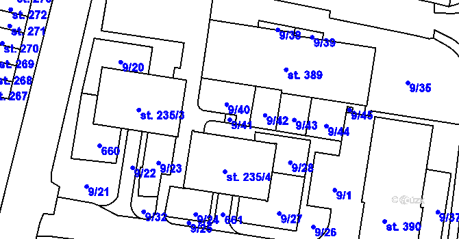 Parcela st. 9/41 v KÚ Maršov I, Katastrální mapa