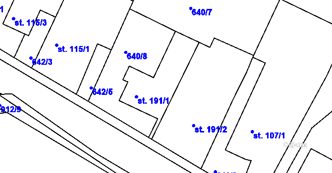 Parcela st. 191/1 v KÚ Svobodné Dvory, Katastrální mapa