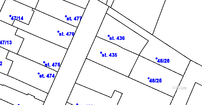 Parcela st. 435 v KÚ Svobodné Dvory, Katastrální mapa