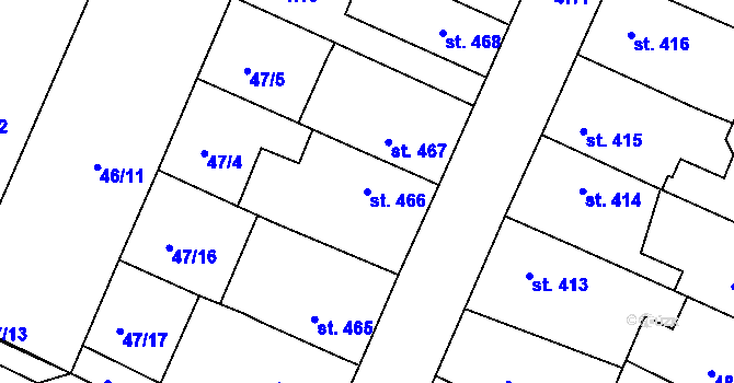 Parcela st. 466 v KÚ Svobodné Dvory, Katastrální mapa