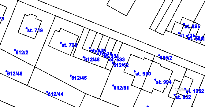 Parcela st. 534 v KÚ Svobodné Dvory, Katastrální mapa