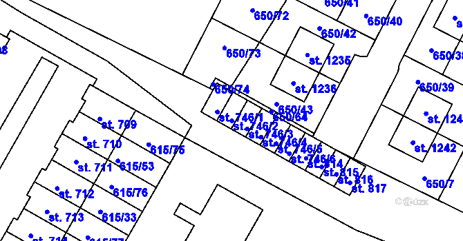 Parcela st. 746/2 v KÚ Svobodné Dvory, Katastrální mapa
