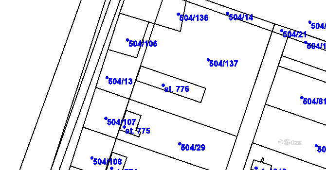 Parcela st. 776 v KÚ Svobodné Dvory, Katastrální mapa