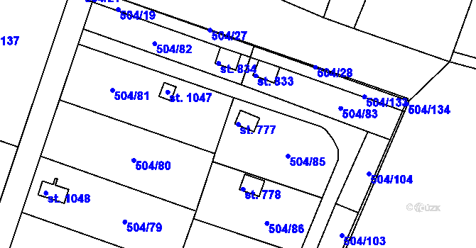Parcela st. 777 v KÚ Svobodné Dvory, Katastrální mapa