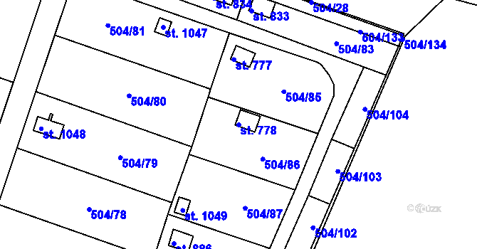 Parcela st. 778 v KÚ Svobodné Dvory, Katastrální mapa
